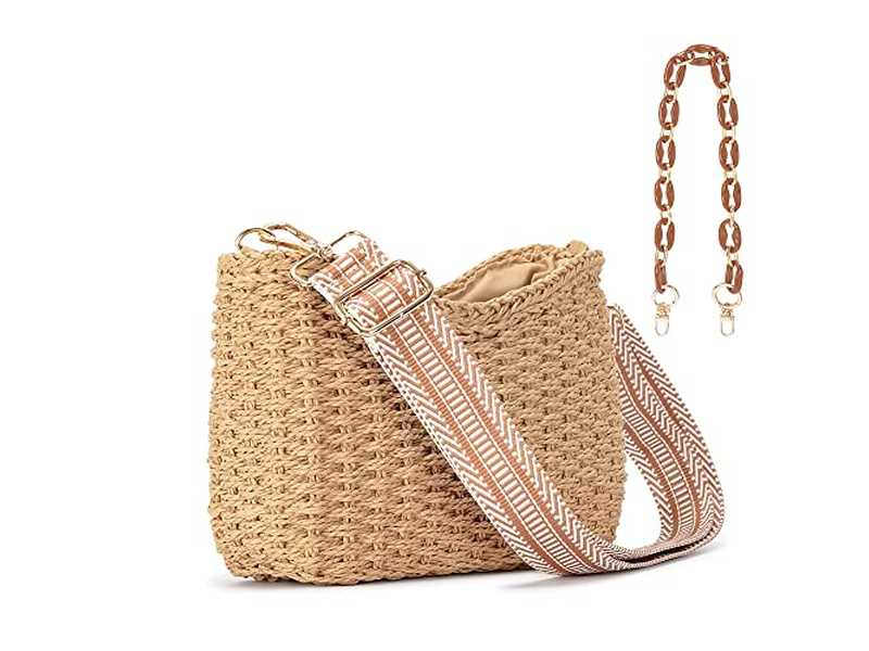 ミニストローバッグ レディオーバーサイズペーパーキッドラウンドハンドバッグ スモールアンドビーズバタフライ