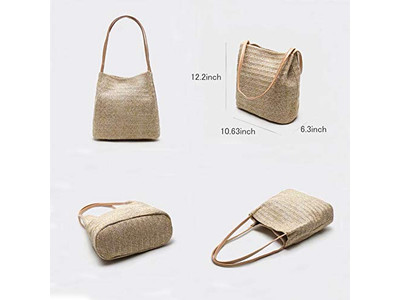 ナチュラルストローバッグプラスチックパンプキンレインボーラウンドパースシーウィードスモール1ピース