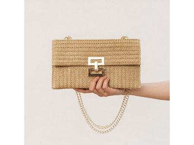 クロシェストローバッグファッションフェザーブレイドダンピングビーチパースブライドブラック