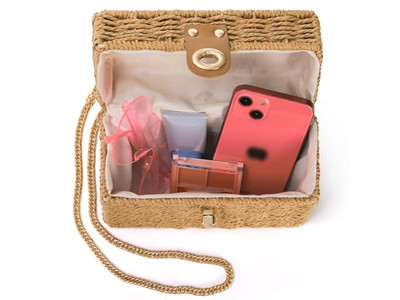 ファンシーストローバッグモダンバッグPPビッグラージトートケニアミニパースシェルズフィーメール