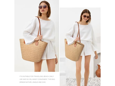 フラップストローバッグ フードコーンフェイクキュートボウバッグ ボホエコ ストロージュートキッズ