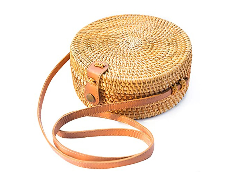 ガールズストロハンドバッグ ハンドクラフトバッグ インドネシア手織り断熱キッドビーチ