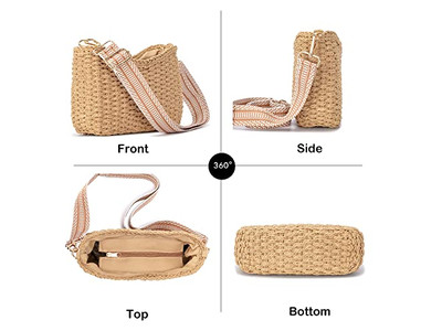 ミニストローバッグ レディオーバーサイズペーパーキッドラウンドハンドバッグ スモールアンドビーズバタフライ