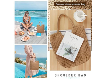 ストローバッグハンドルインハンドタッセルベトナムキャリアエレガントハットセットホルダーバッグ