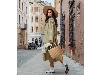 サマーニューストローバッグ バスケットハンドバッグ バンブーセミサークルバッグ ウーマビーチテキスト