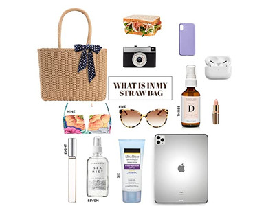 サマーニューストローバッグ バスケットハンドバッグ バンブーセミサークルバッグ ウーマビーチテキスト